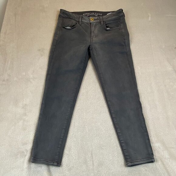 American Eagle Women's Jegging Crop Pants Size 4 Gray AEO Denim Stretchy Comfort - Picture 14 of 15